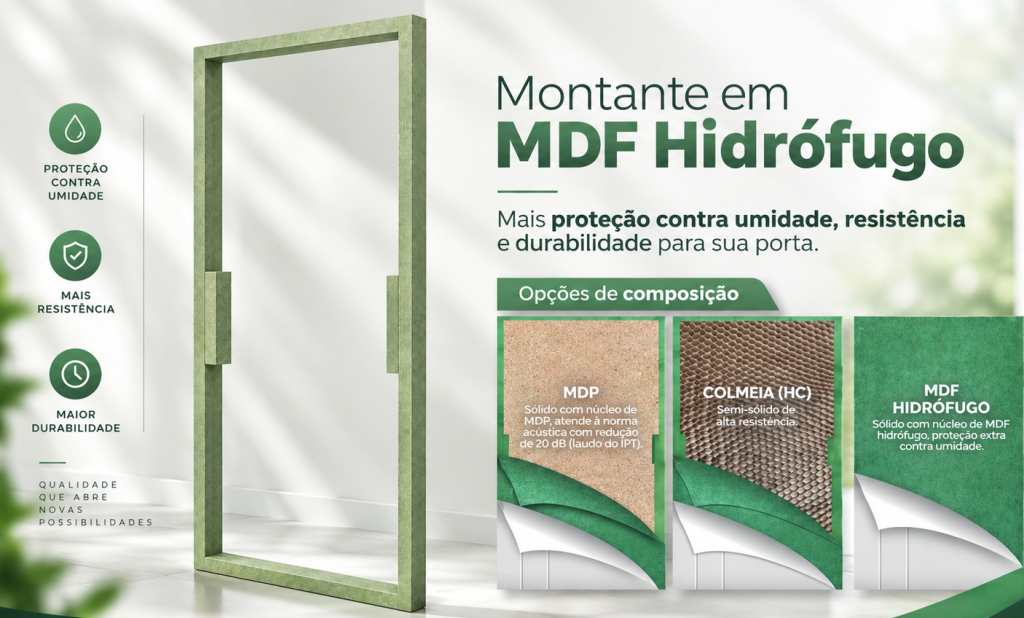 Montante em MDF Hidrófugo: proteção que começa na estrutura da porta